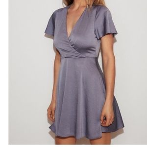 Express light blue satin dress